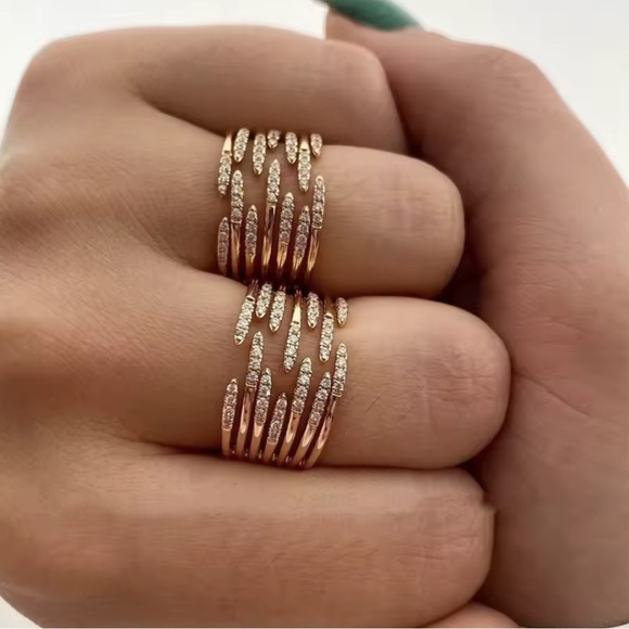 Anthropologie Spiral Gold Crystal Ring - Picture 3 of 14